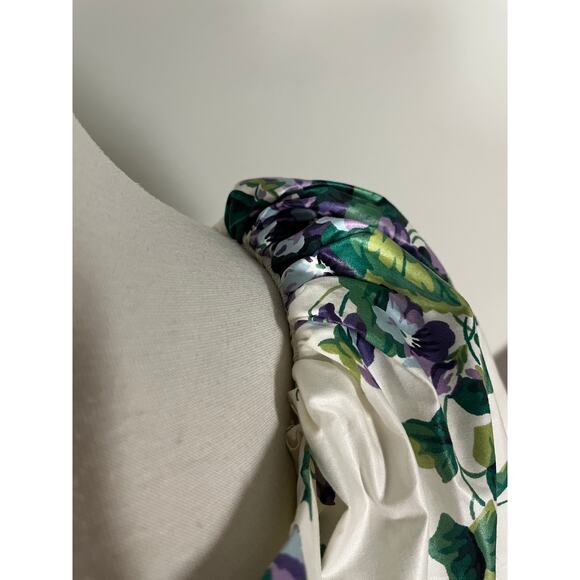 Vintage 80s / 90s Puff Sleeve Maxi Dress Laura Ashley Style // Size Medium - Picture 5 of 8